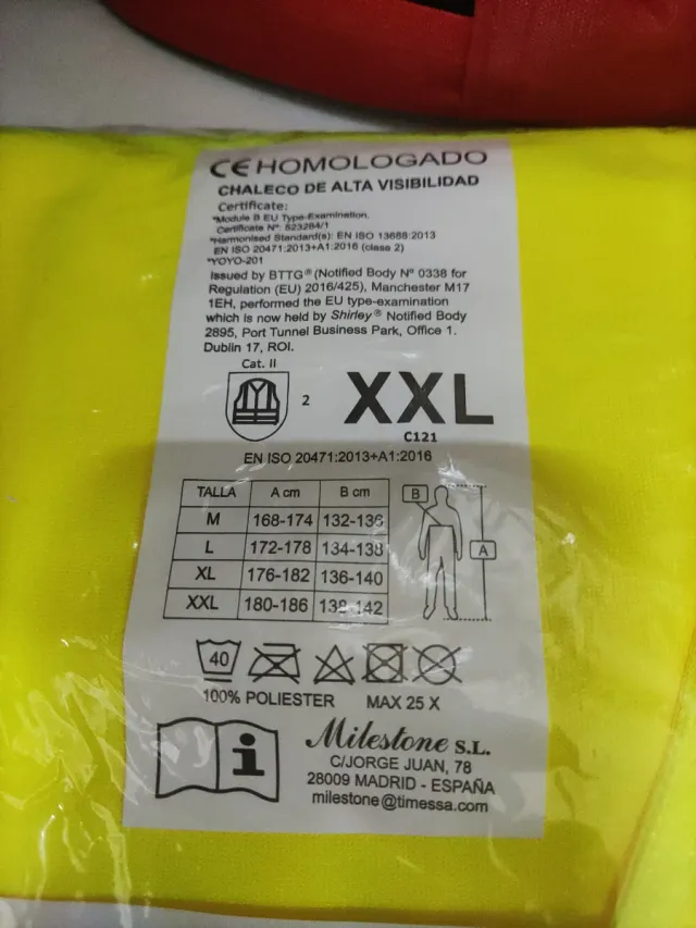 Chaleco Reflectante Coche Talla XL