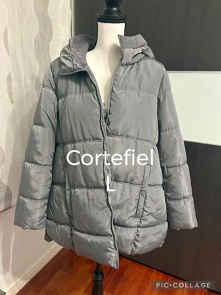 Anorak acolchado Cortefiel gris talla L