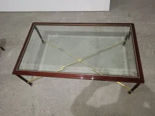 Juego de 2 mesas de centro cristal y madera