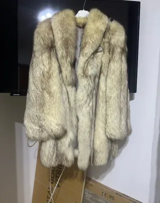 Pelliccia vintage volpe beige e marrone