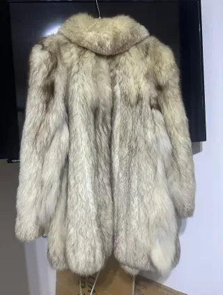 Pelliccia vintage volpe beige e marrone