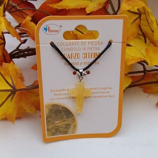 CRUZ MINERAL NATURAL CUARZO CITRINO MÁS COLLAR
