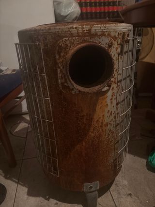 Estufa leña redonda metal