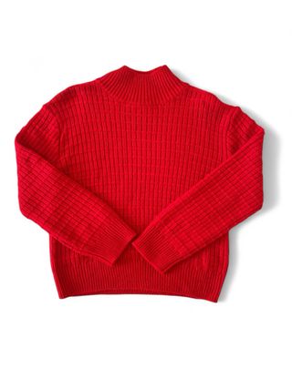 Maglione Rosso Fuoco Donna Collo Alto