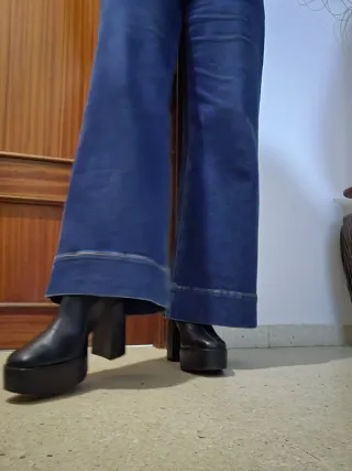 Botines Stradivarius Tacón Plataforma Negros