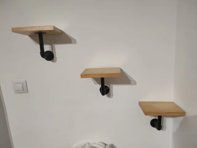 3 Soportes Estante Madera y Metal