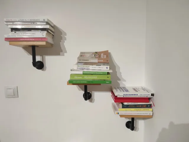 3 Soportes Estante Madera y Metal