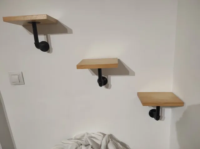 3 Soportes Estante Madera y Metal