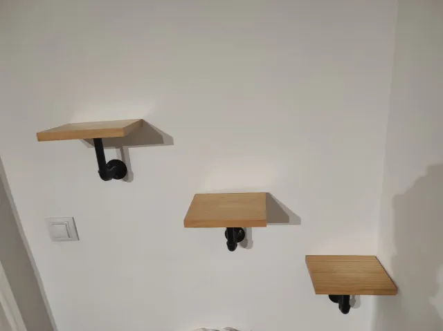 3 Soportes Estante Madera y Metal