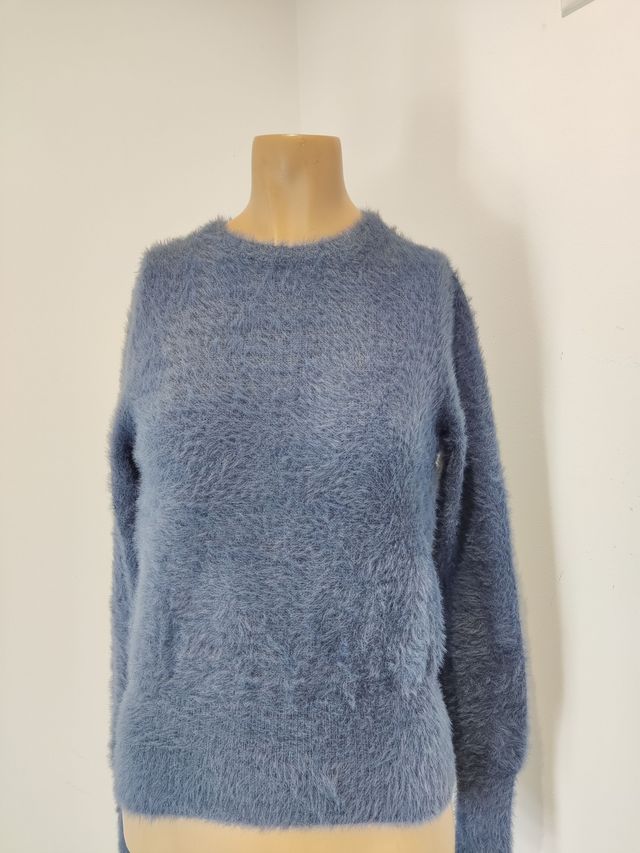 Jersey azul peludo mujer
