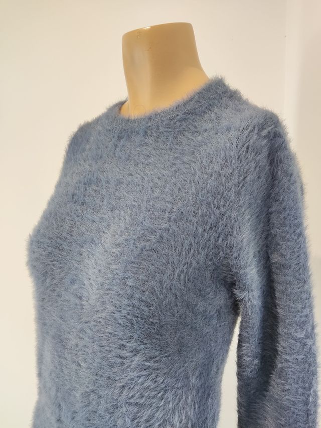Jersey azul peludo mujer