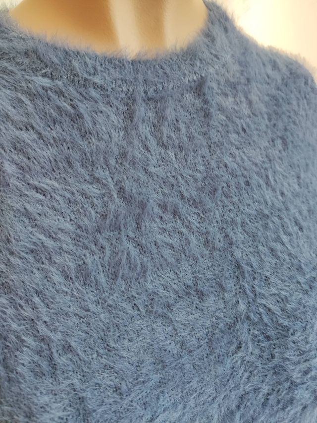 Jersey azul peludo mujer