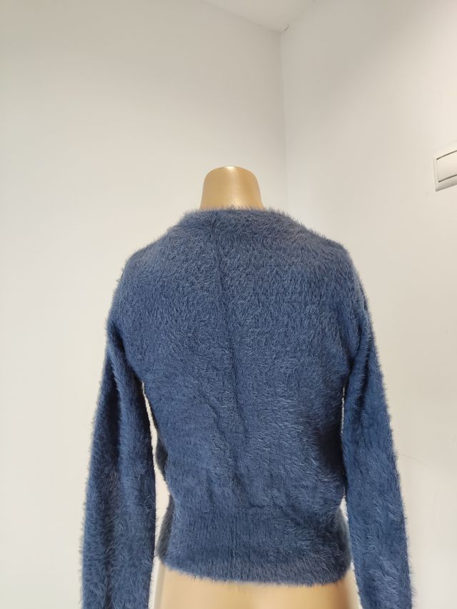 Jersey azul peludo mujer