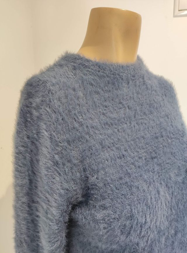 Jersey azul peludo mujer