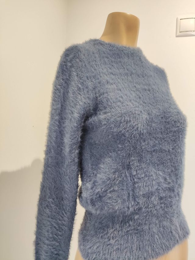 Jersey azul peludo mujer
