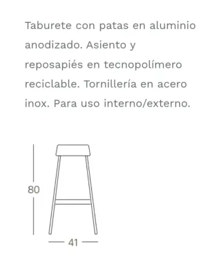 2 Sgabelli alti con piedini in alluminio