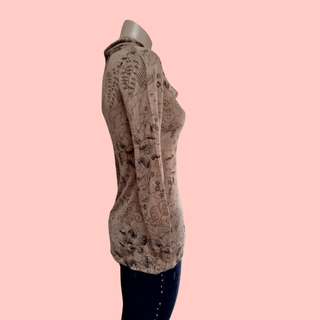 Jersey cuello caído estampado floral talla L
