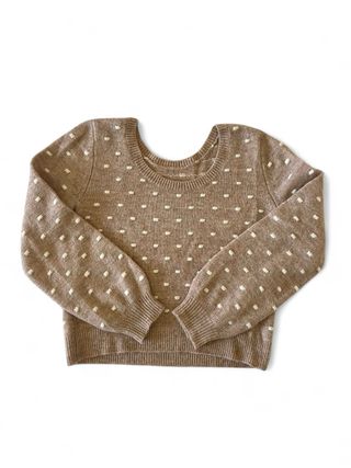 Maglione donna beige con pois bianchi