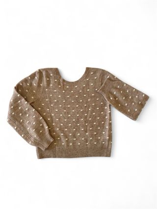 Maglione donna beige con pois bianchi