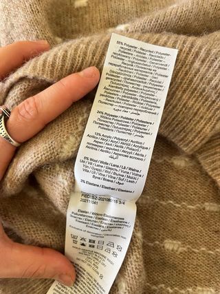 Maglione donna beige con pois bianchi