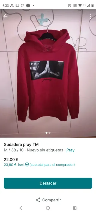 Sudadera Pray Roja Talla M