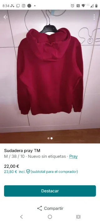 Sudadera Pray Roja Talla M