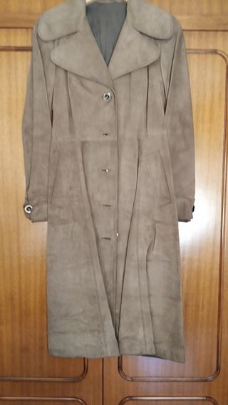 Abrigo vintage piel beige/marrón