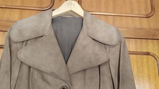 Abrigo vintage piel beige/marrón