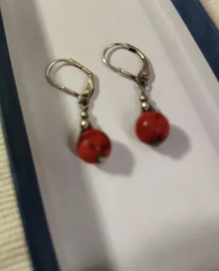 Pendientes de coral rojo y plata 925