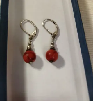 Pendientes de coral rojo y plata 925