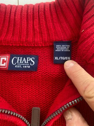 Maglione CHAPS rosso XL 100% cotone vintage USA