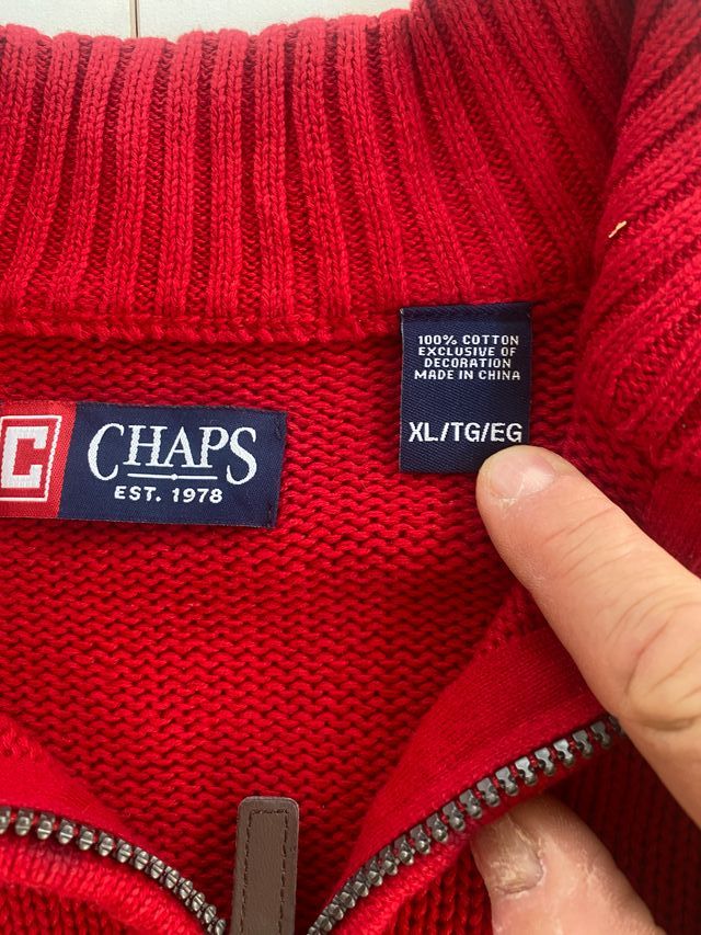 Maglione CHAPS rosso XL 100% cotone vintage USA