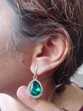 Pendientes vintage gota esmeralda
