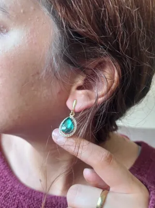 Pendientes vintage gota esmeralda