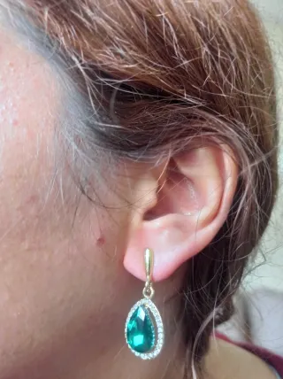 Pendientes vintage gota esmeralda