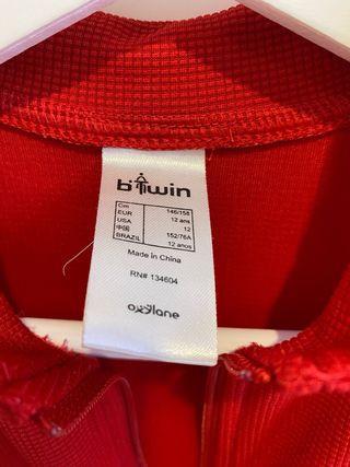 Camiseta ciclismo niño Btwin roja
