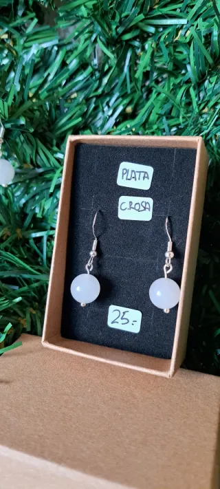 Pendientes Plata Cuarzo Rosa