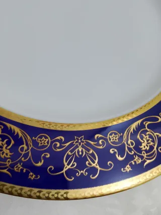Piatto dolce di Limoges con cobalto e foglia oro!!