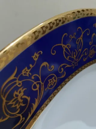 Piatto dolce di Limoges con cobalto e foglia oro!!