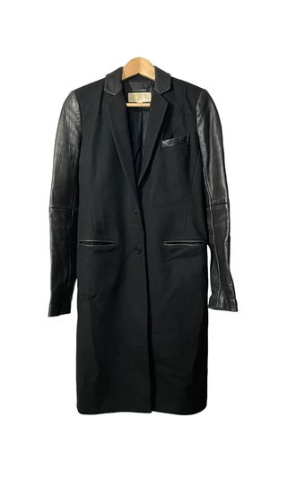 Abrigo Michael Kors Lana y Piel Negro