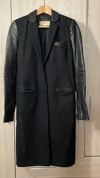 Abrigo Michael Kors Lana y Piel Negro