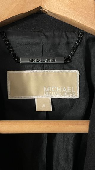 Abrigo Michael Kors Lana y Piel Negro