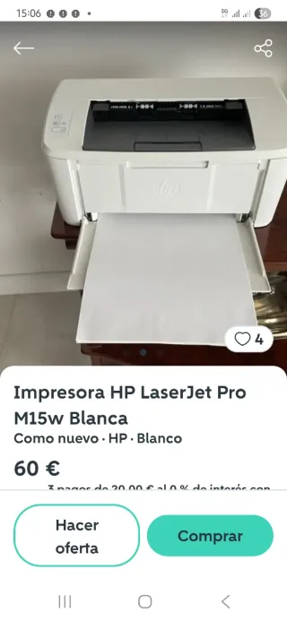 Impresora HP LaserJet Pro M15w