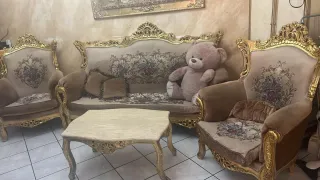 Salotto completo beige e oro