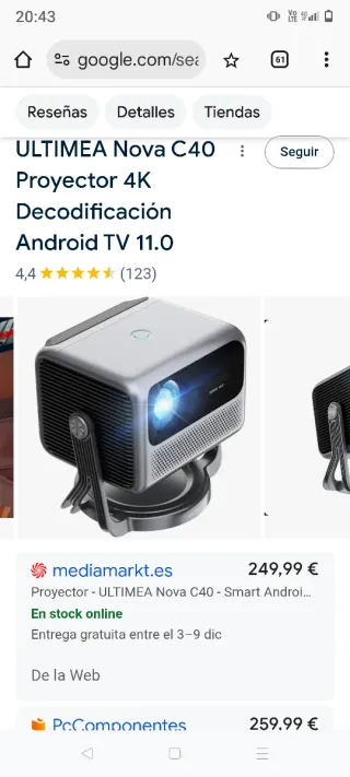 Proyector ULTIMEA Nova C40 4K Android TV