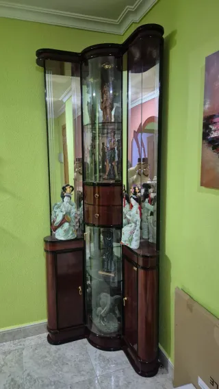 Mueble esquinero madera y cristal