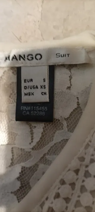 Blusa Mango Encaje Beige Talla M