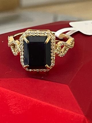 Anillo Oro 14k Zafiro  y Diamantes Nat. VS-F