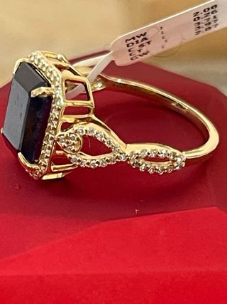 Anillo Oro 14k Zafiro  y Diamantes Nat. VS-F