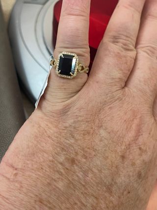 Anillo Oro 14k Zafiro  y Diamantes Nat. VS-F